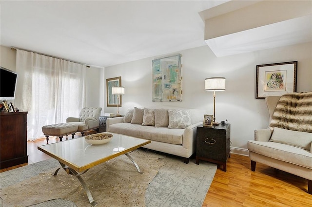 living room with hardwood / wood-style flooring