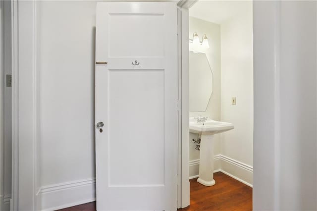 bathroom featuring hardwood / wood-style flooring