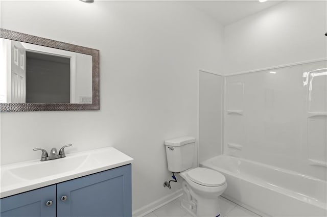 full bathroom featuring tile patterned floors, vanity, toilet, and shower / bath combination