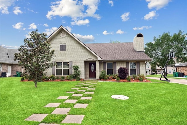 view of front of property with a front lawn