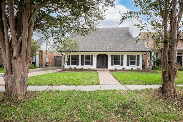 view of front of home featuring a front yard