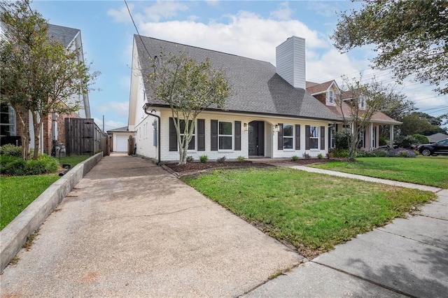 cape cod-style house featuring a front lawn