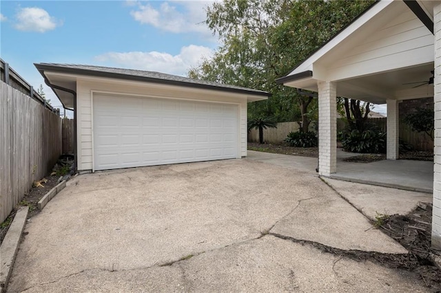 view of garage