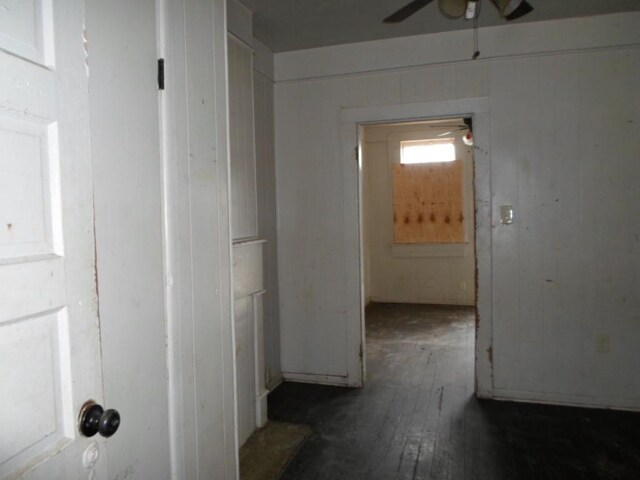 corridor featuring dark hardwood / wood-style floors