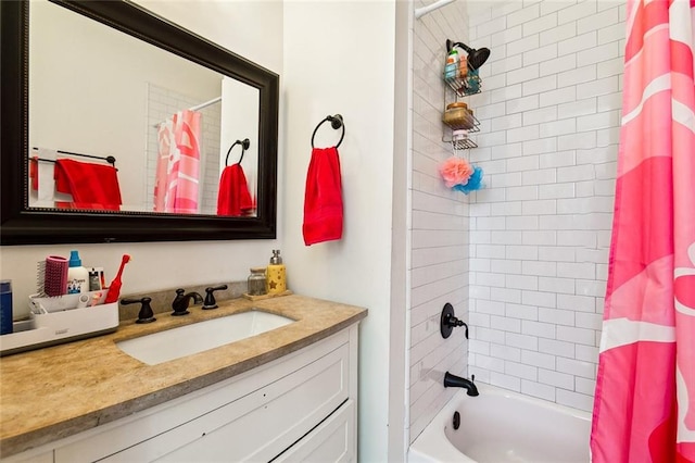 bathroom featuring vanity and shower / bath combo