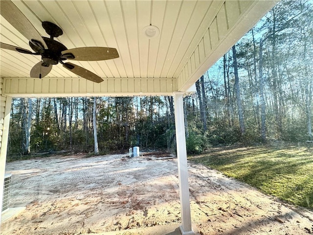 view of patio featuring a ceiling fan