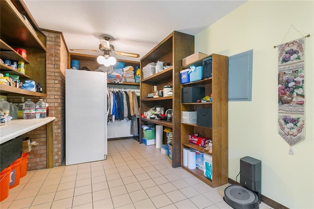 storage area with ceiling fan