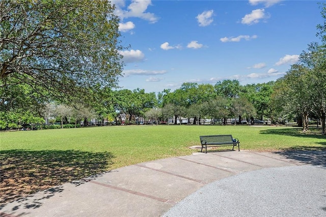 view of property's community featuring a yard