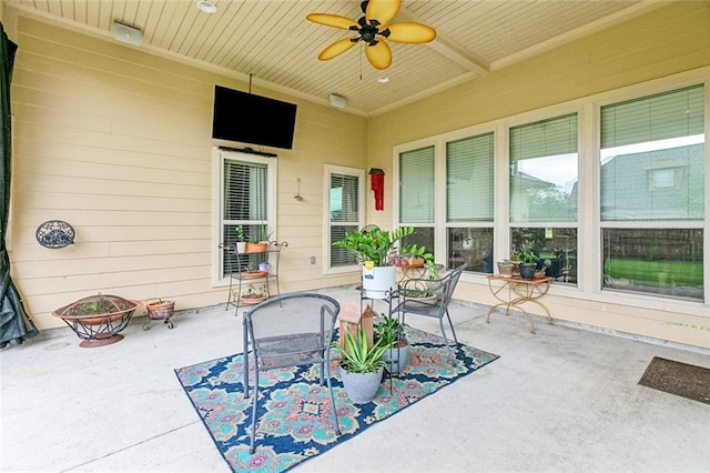 view of patio with ceiling fan