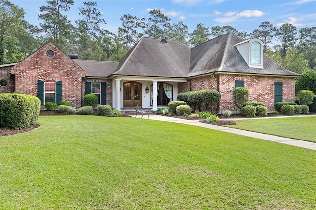 view of front of home with a front yard