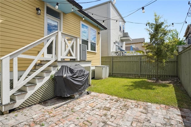 view of patio / terrace featuring a grill