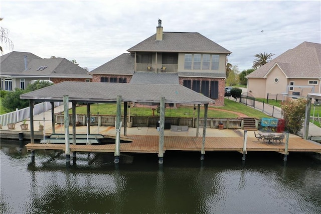 view of dock featuring a water view