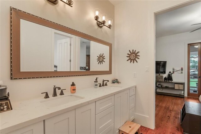115 Holly St, Mandeville, LA 70448 - living area with french doors, wood finished floors, and ceiling fan