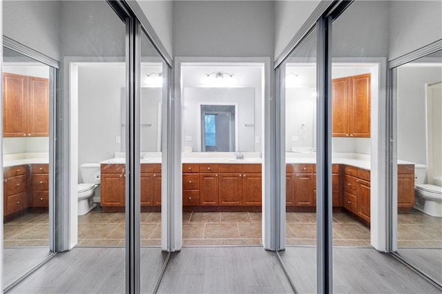 interior space featuring light hardwood / wood-style flooring and sink