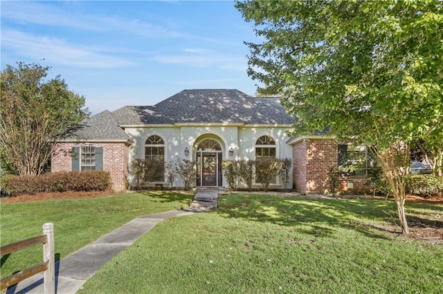 view of front of house with a front lawn