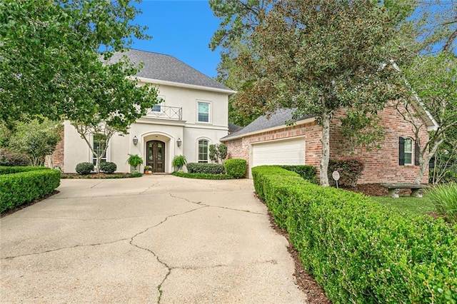 view of front of property featuring a garage