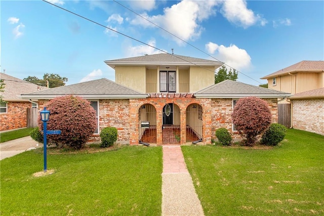 view of front of house featuring a front lawn