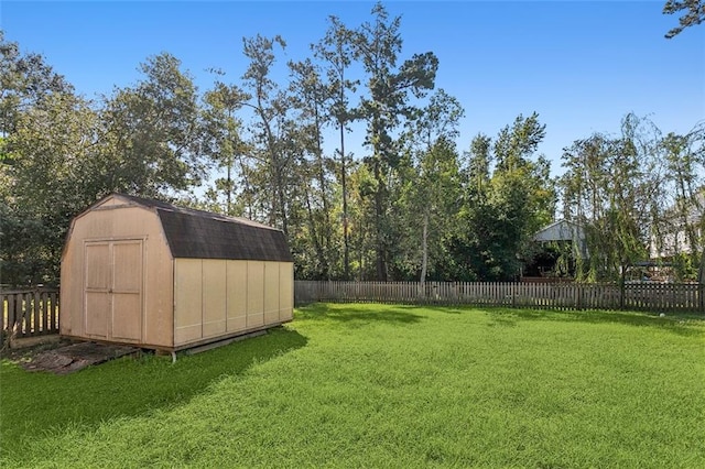 view of yard with a storage shed