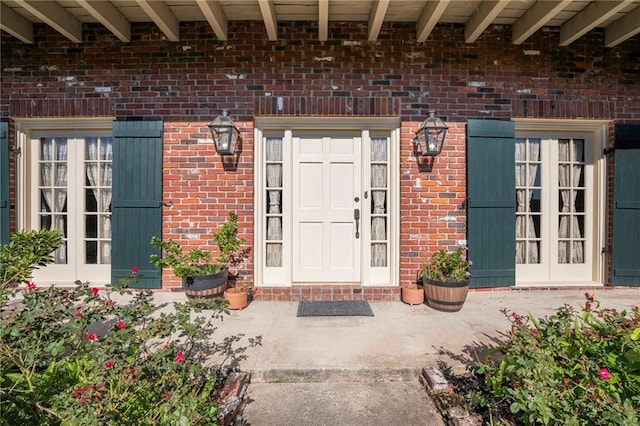 entrance to property featuring french doors