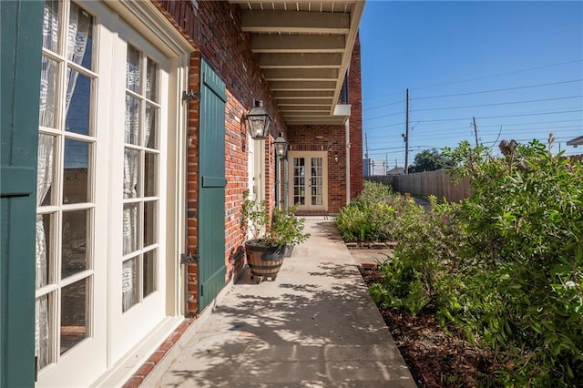 view of home's exterior with french doors