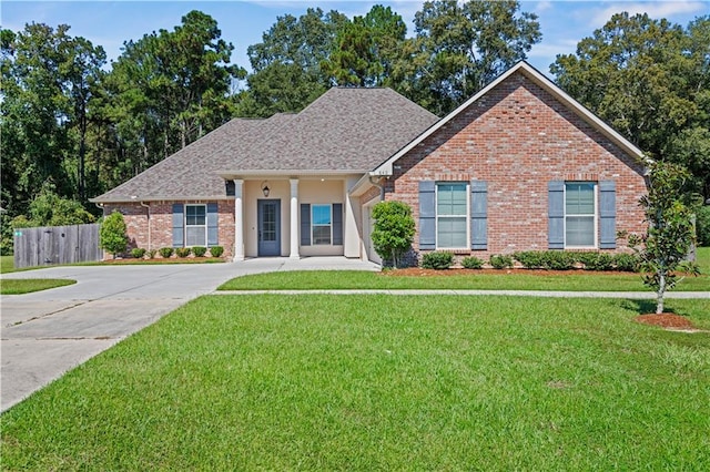 view of front of property with a front yard