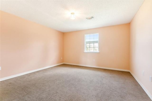 spare room featuring carpet flooring and a textured ceiling