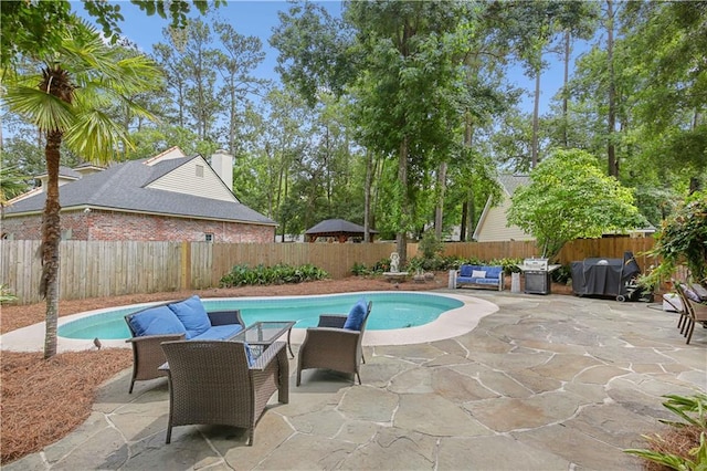 view of swimming pool featuring a patio