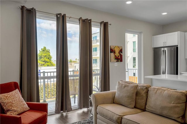 living room with hardwood / wood-style flooring and plenty of natural light