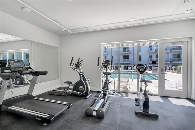 workout area with french doors