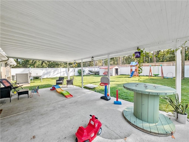 view of patio / terrace featuring a playground