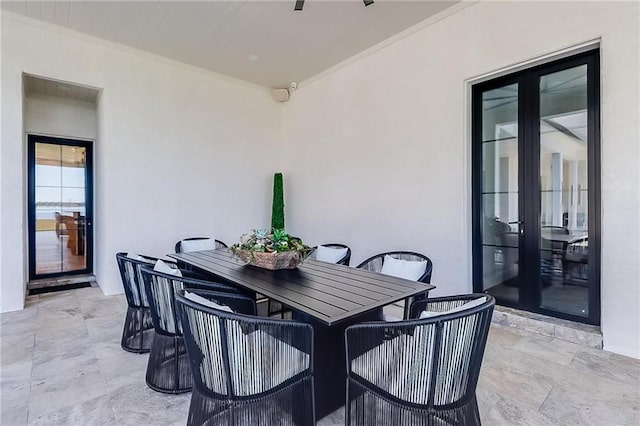 view of patio / terrace featuring french doors