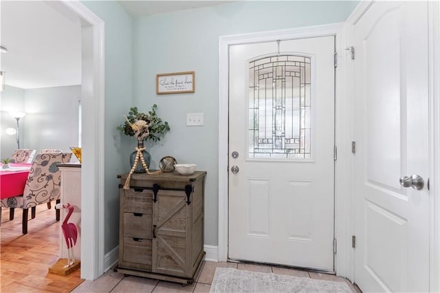 entrance foyer featuring light wood-type flooring