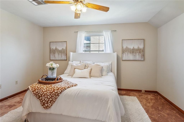 bedroom with carpet floors, visible vents, and baseboards