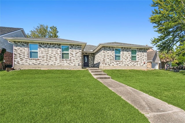 ranch-style house with a front lawn