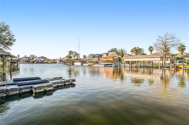 dock area featuring a water view