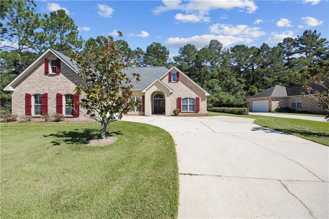 view of front of home with a front lawn