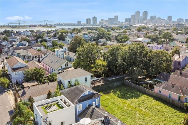 aerial view with a city view