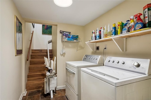 laundry room featuring separate washer and dryer