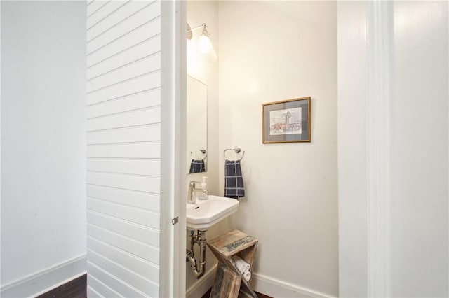 bathroom featuring hardwood / wood-style flooring