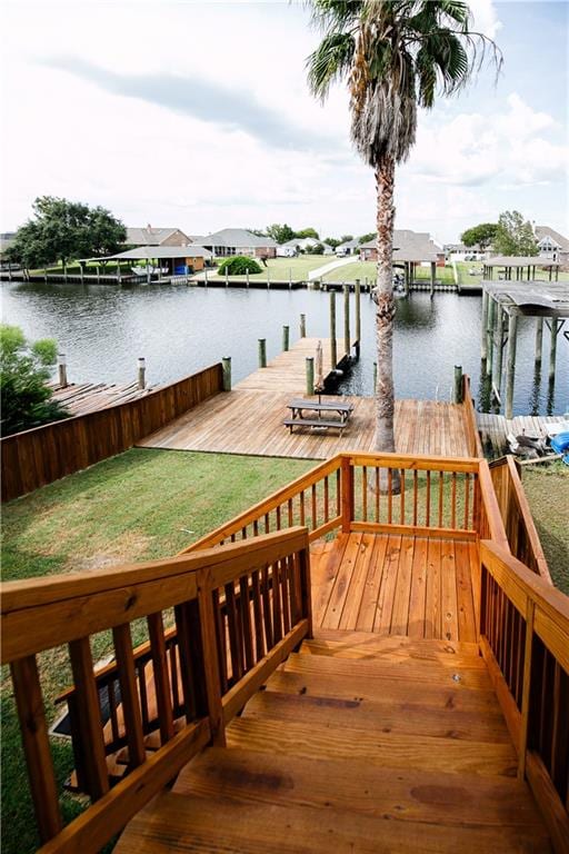 dock area featuring a water view