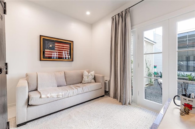 living room featuring carpet floors