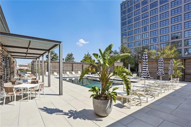 view of pool featuring a patio