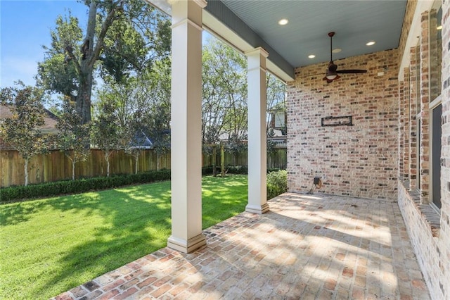 view of patio with ceiling fan