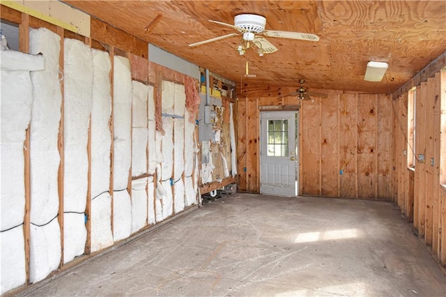 interior space featuring ceiling fan