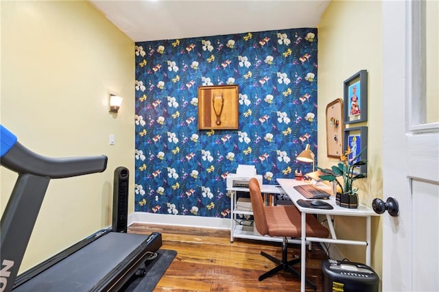 home office featuring wood-type flooring