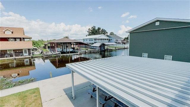 view of dock featuring a water view