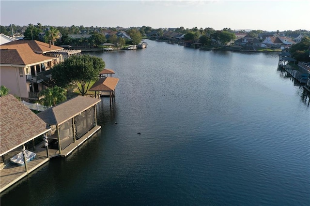 property view of water featuring a boat dock