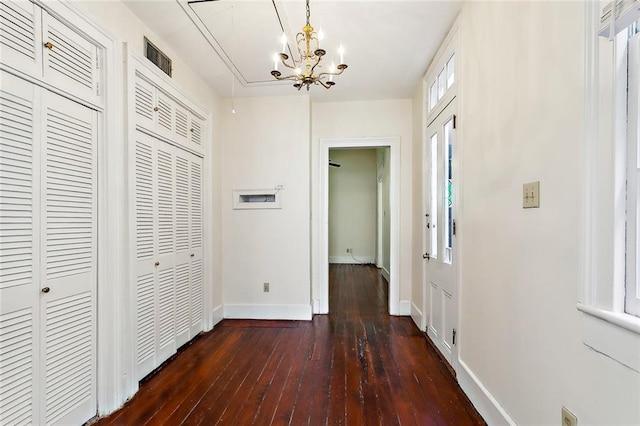 hall featuring dark hardwood / wood-style flooring