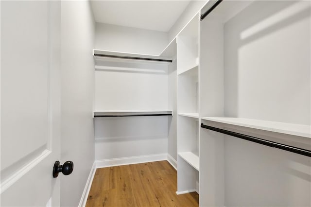 spacious closet with light hardwood / wood-style floors