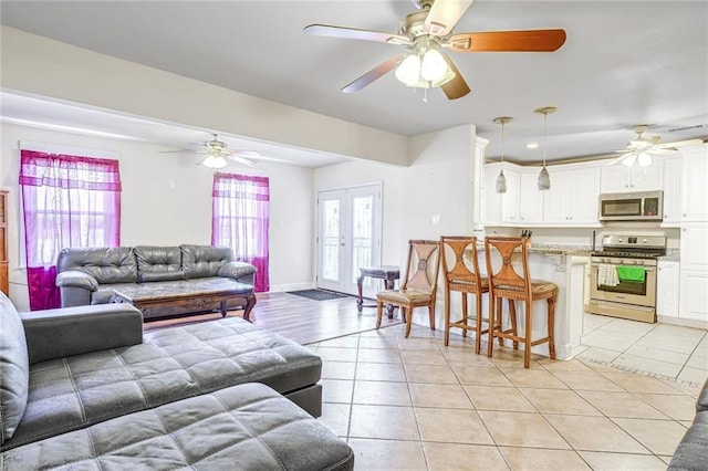 view of tiled living room